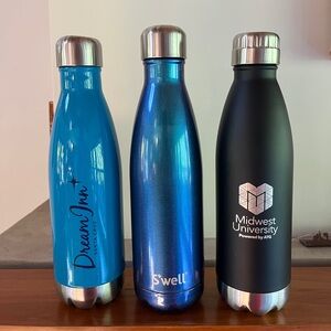S’well 17 oz purple galaxy & neptune blue water bottle with bundle